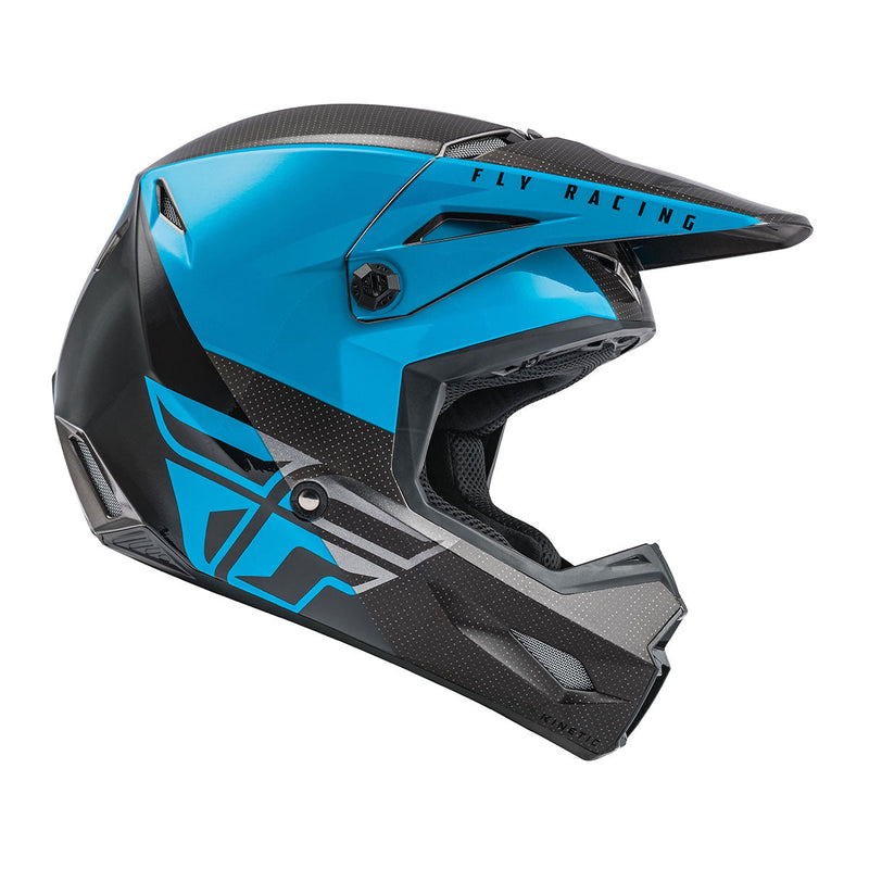 SALES SAMPLE: FLY Racing Youth Kinetic Straight Edge Helmet - Blue/Grey/Black YS